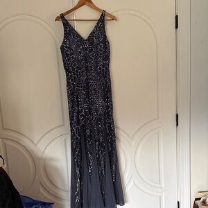 Sophisticated Blue and Silver Maxi Dress Never worn 10P